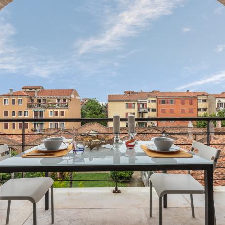 The lovely terrace at Giudecca Gallery apartment