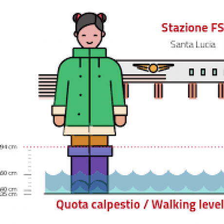 Walking level quota at Santa Lucia railway station