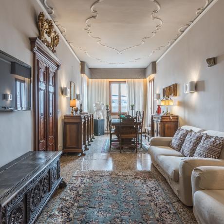 The bright living room at Maddalena Terrace apartment