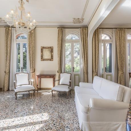 The bright living room at Barbaria Terrace apartment