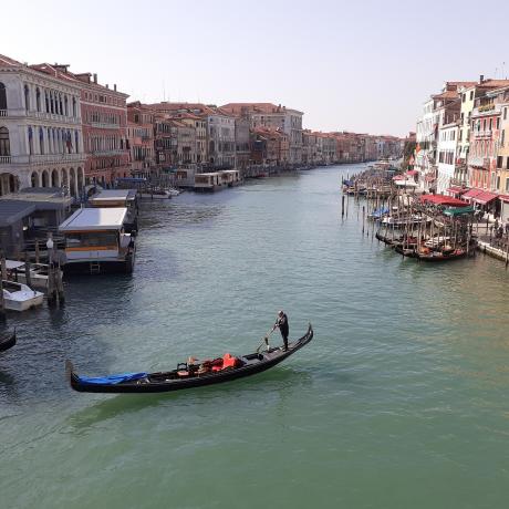The Grand Canal and a gondola in Venice, Italy