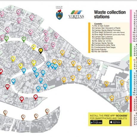 Map of garbage collection points in Venice