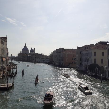 The magnificent view on the Grand Canal from the Accademia Bridge in Venice