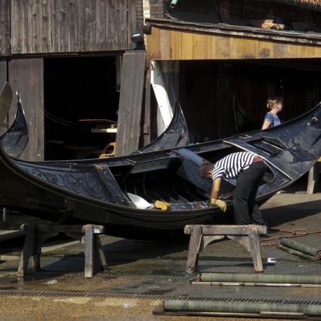 The black and mysterious venetian gondolas