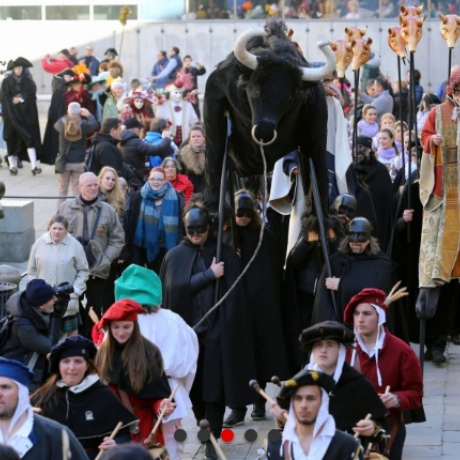 Rassemblement de personnes durant le Carnaval de Venise